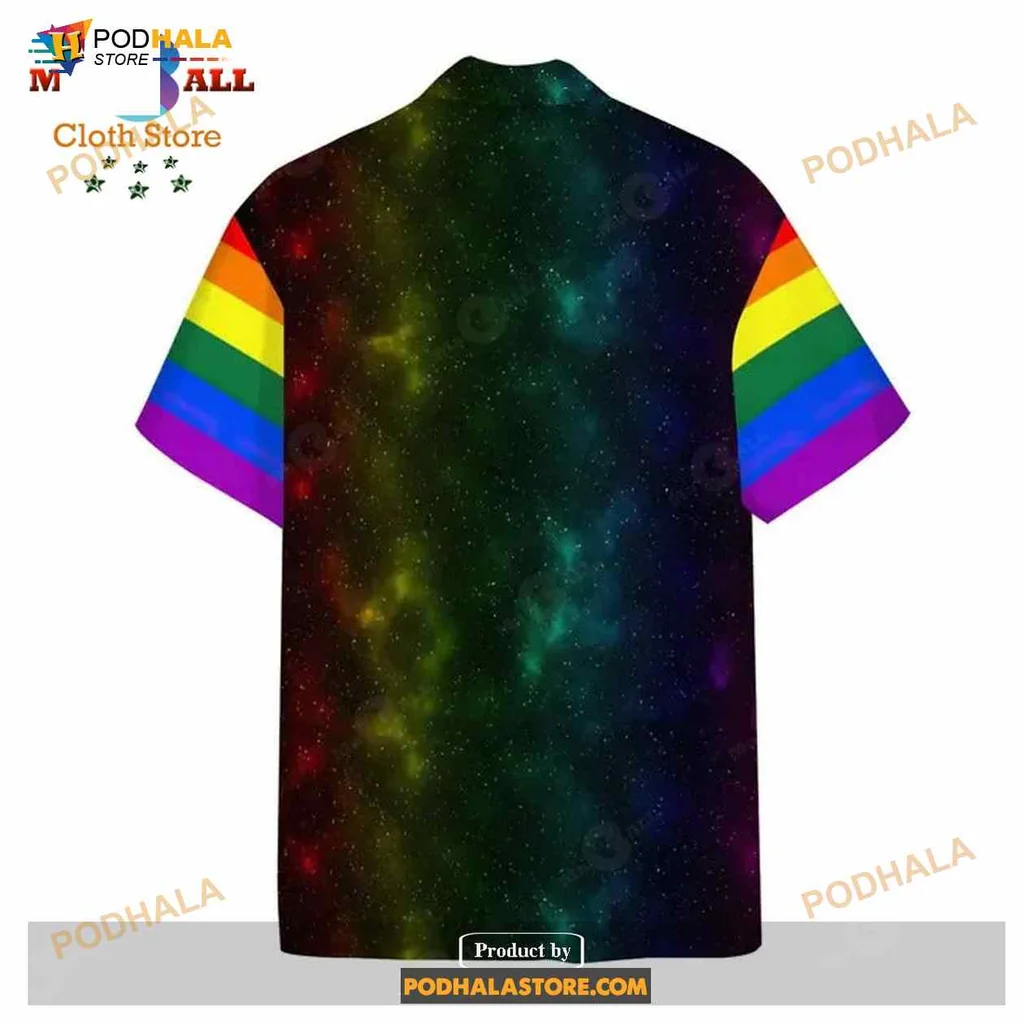 Lgbt Astronaut Rainbow Flag Aloha Shirt, Colorful Cosmic Design Lgbt Astronaut Rainbow Flag Aloha Shirt, Colorful Cosmic Design