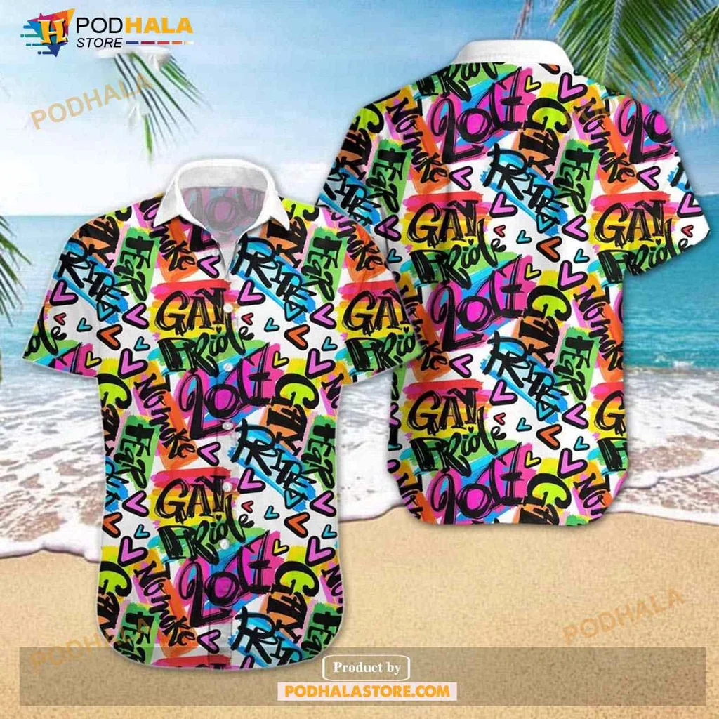 Lgbt Pride Aloha Shirt With Colorful Symbols And Joyful Design