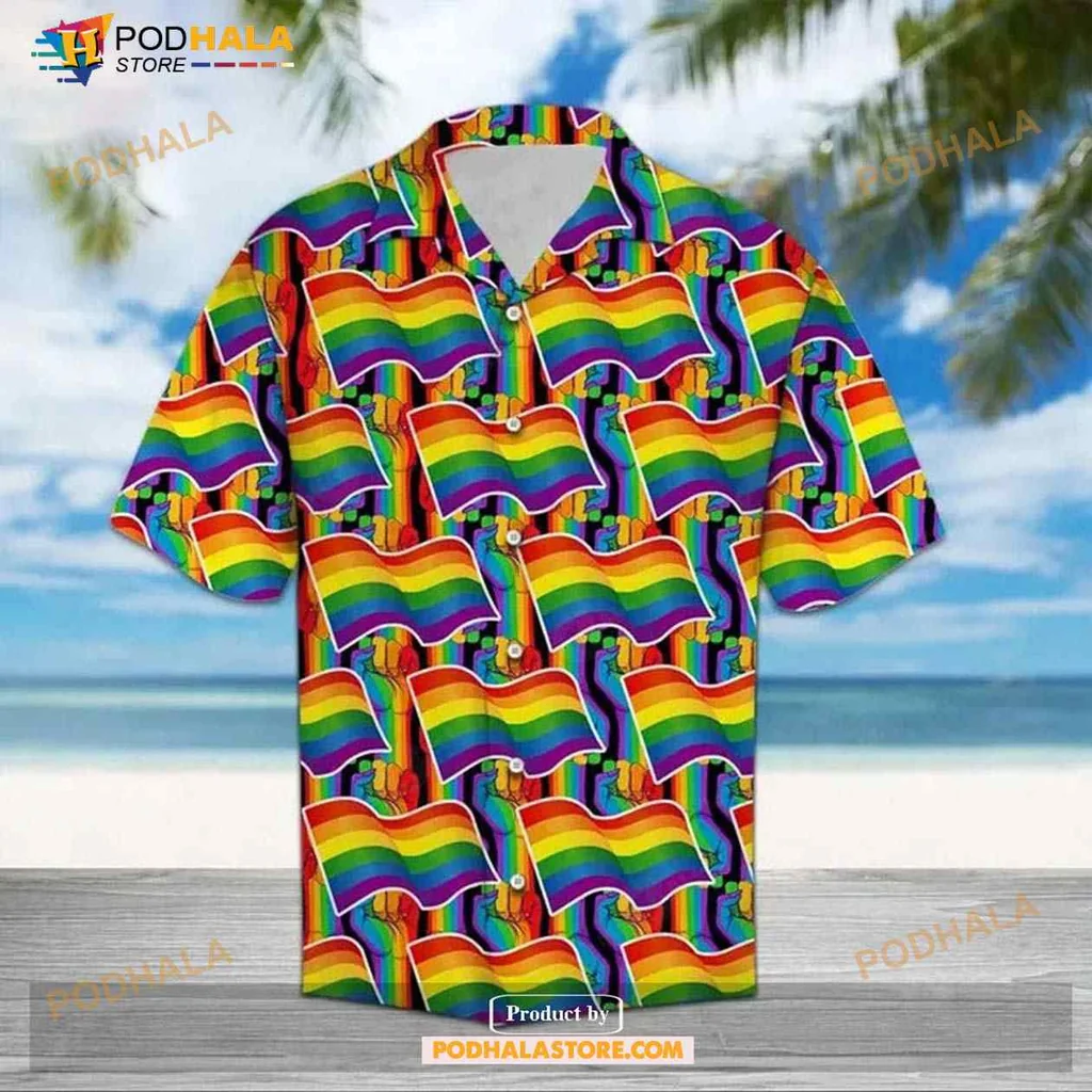 Lgbt Pride Rainbow Flag Hawaiian Shirt, Colorful Aloha Pattern