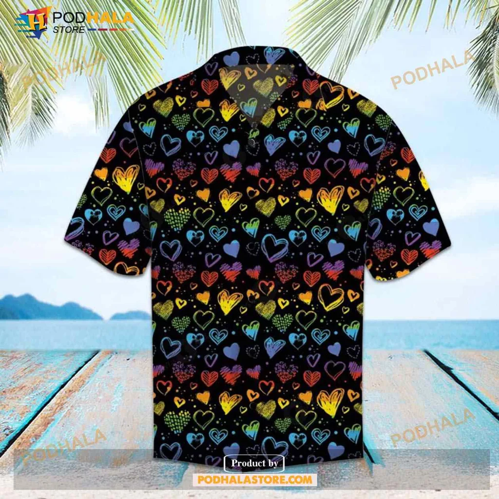 Lgbt Pride Rainbow Hearts Hawaiian Shirt For Celebrating Diversity