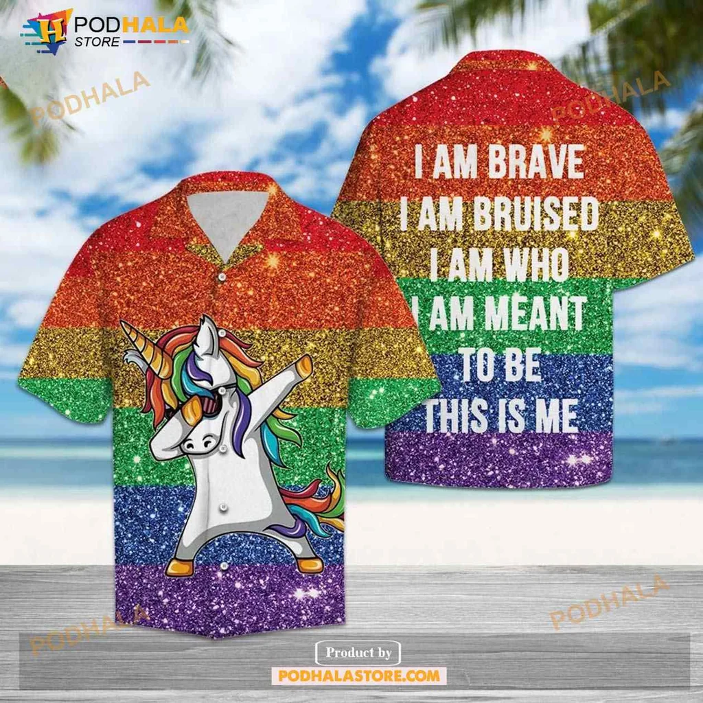 Lgbt Unicorn Aloha Shirt, I Am Who I Am Meant To Be Design