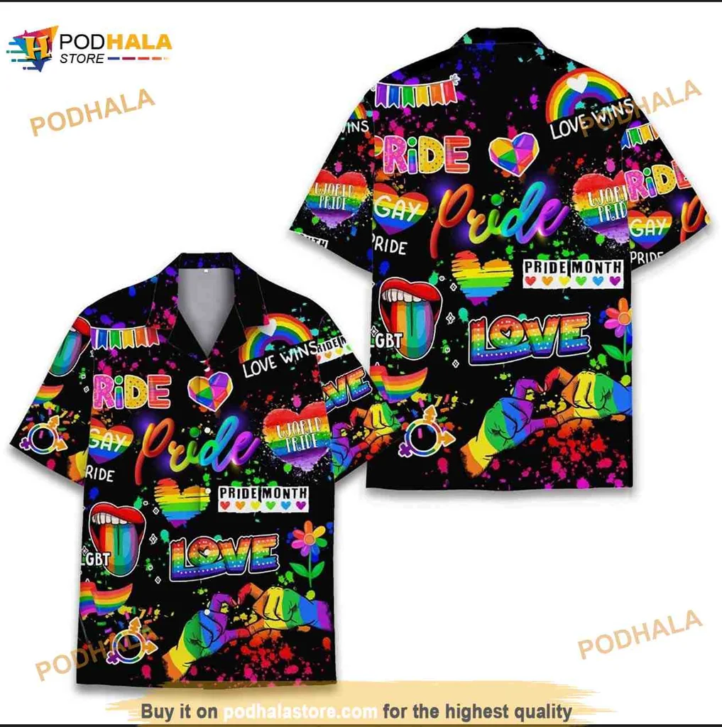 Lgbtq Pride Rainbow Aloha Shirt, Colorful Celebration Of Love And Equality