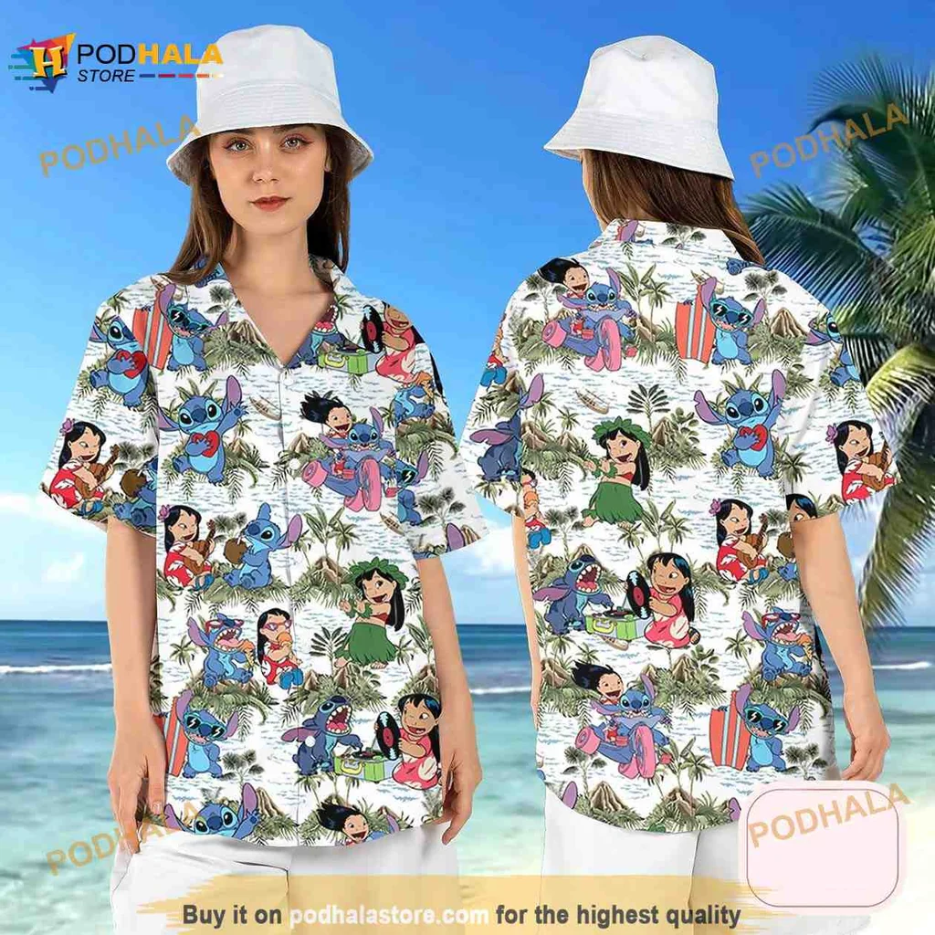 Lilo And Stitch Aloha Shirt Featuring Vibrant Disney Characters