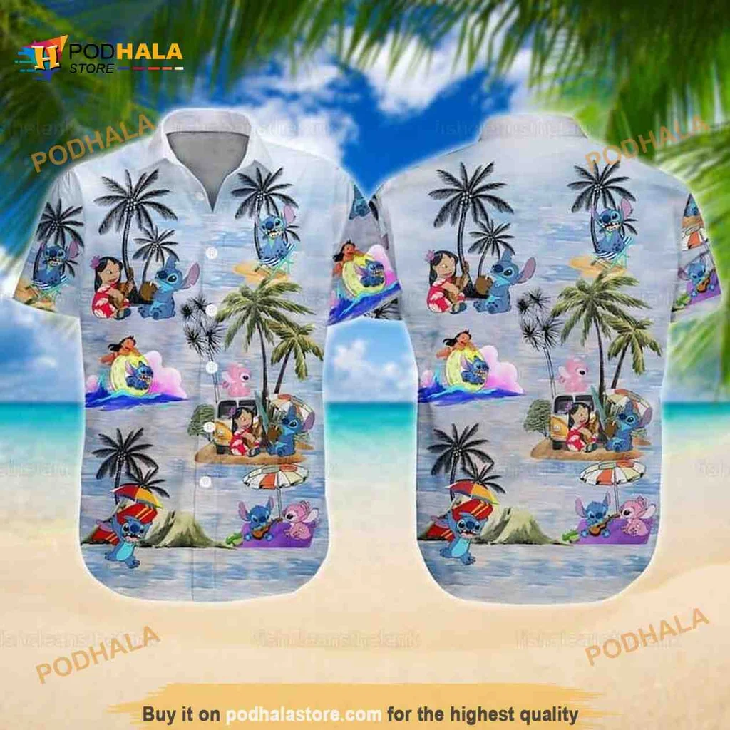 Lilo And Stitch Aloha Shirt, Vibrant Hawaiian Design With Tropical Elements