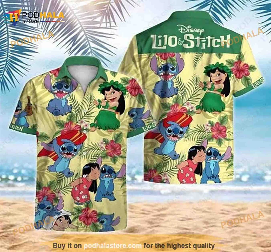 Lilo And Stitch Hawaiian Shirt, Colorful Disney Aloha Shirt For Summer