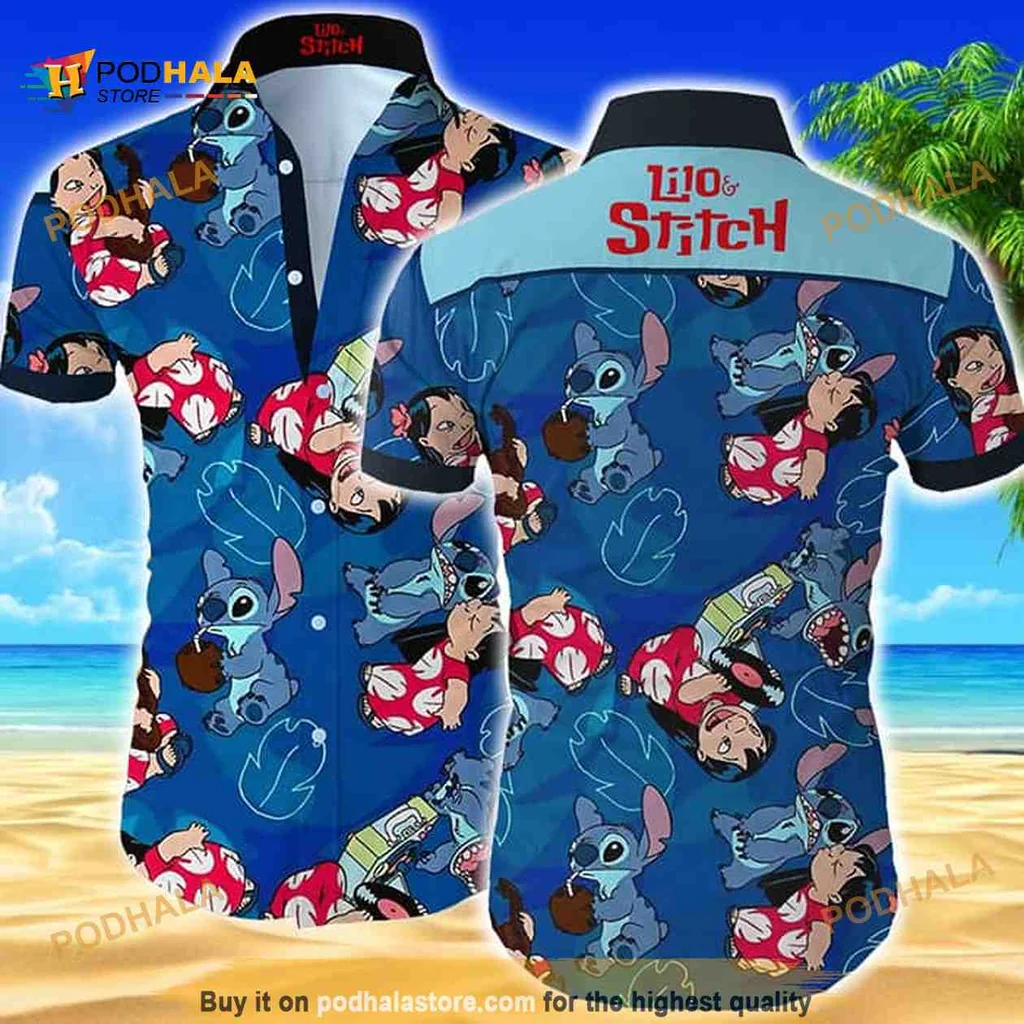 Lilo And Stitch Hawaiian Shirt Featuring Playful Tropical Design