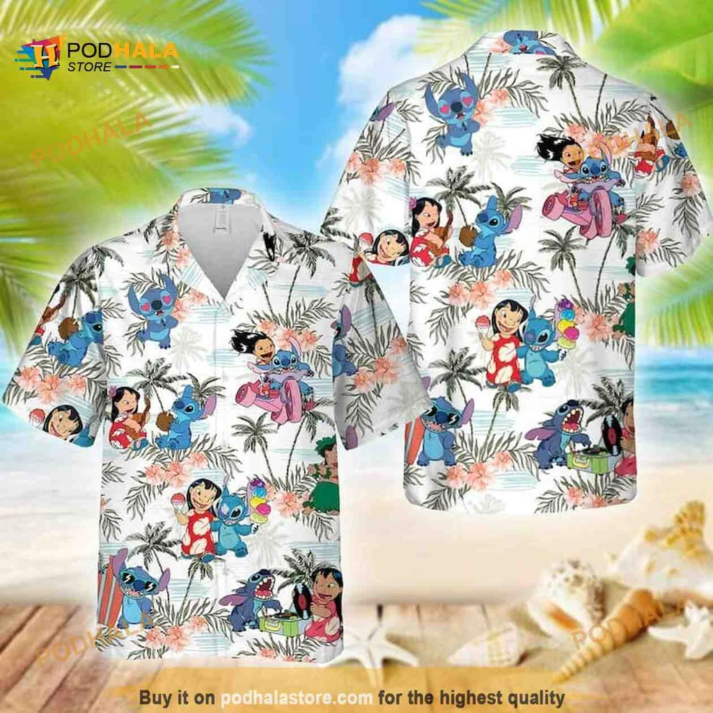 Lilo And Stitch Hawaiian Shirt With Colorful Tropical Print