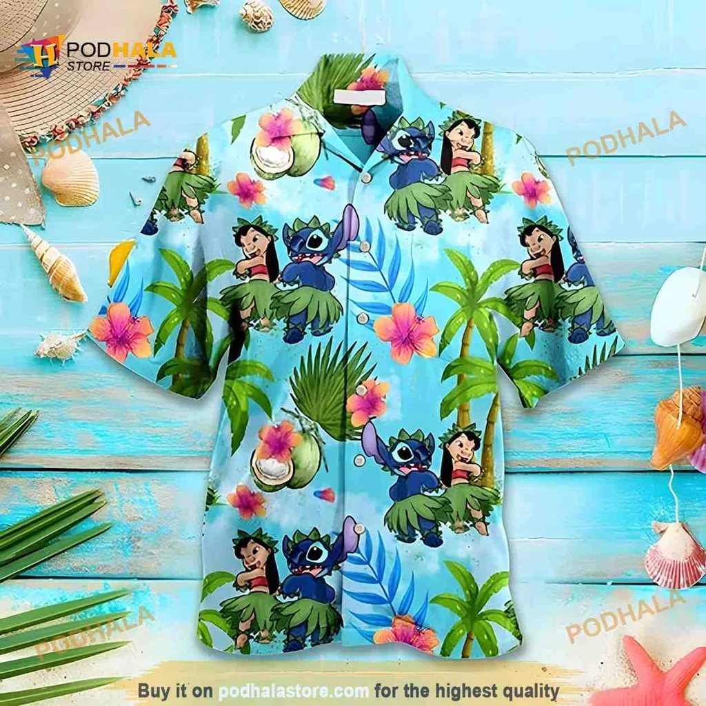 Lilo And Stitch Hawaiian Shirt With Tropical Design And Bright Colors