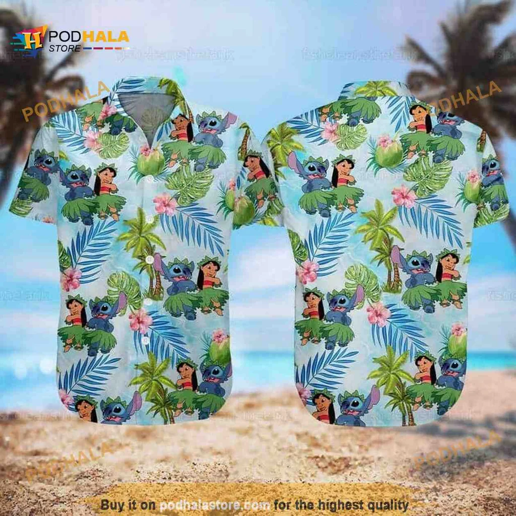Lilo And Stitch Hawaiian Shirt With Tropical Design For Disney Fans