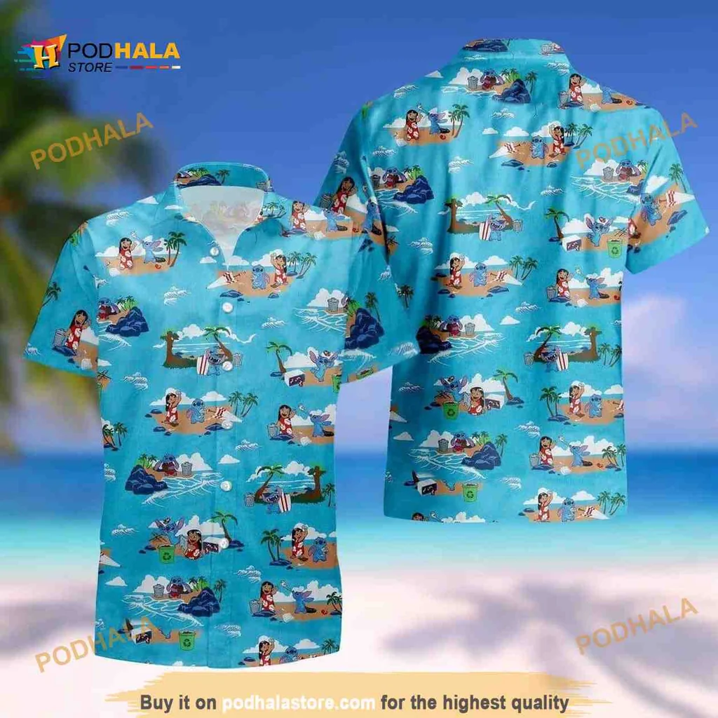 Lilo And Stitch Hawaiian Shirt With Tropical Patterns And Characters