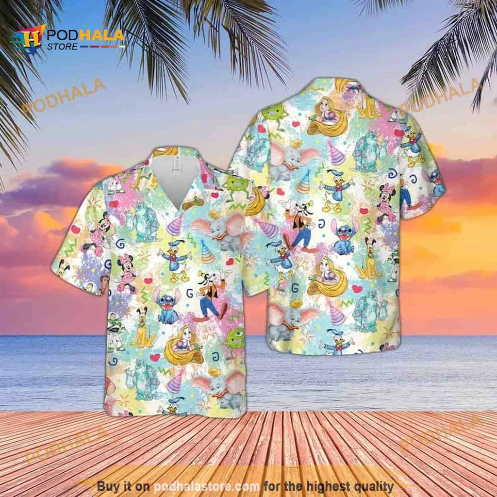 Lilo Stitch Mickey Friends Aloha Shirt, Colorful Disney Hawaiian Style