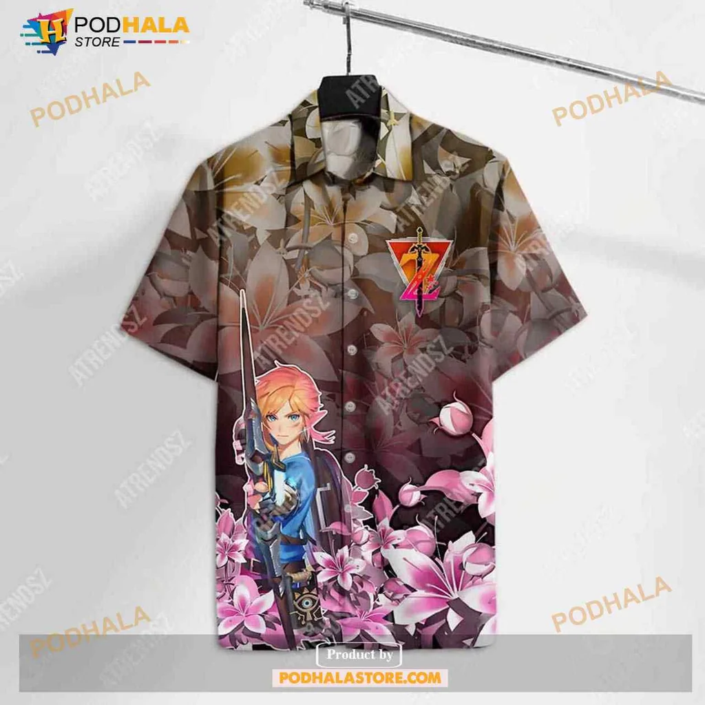 Link Flower Warrior Hawaiian Shirt Featuring Vibrant Floral Design