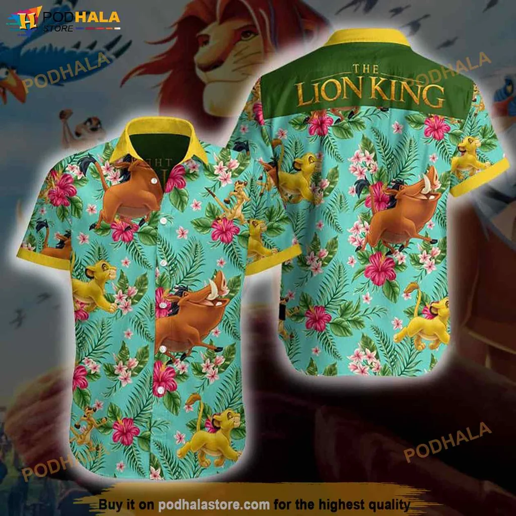 Lion King Tropical Shirt, Vibrant Cartoon Design With Simba And Timon