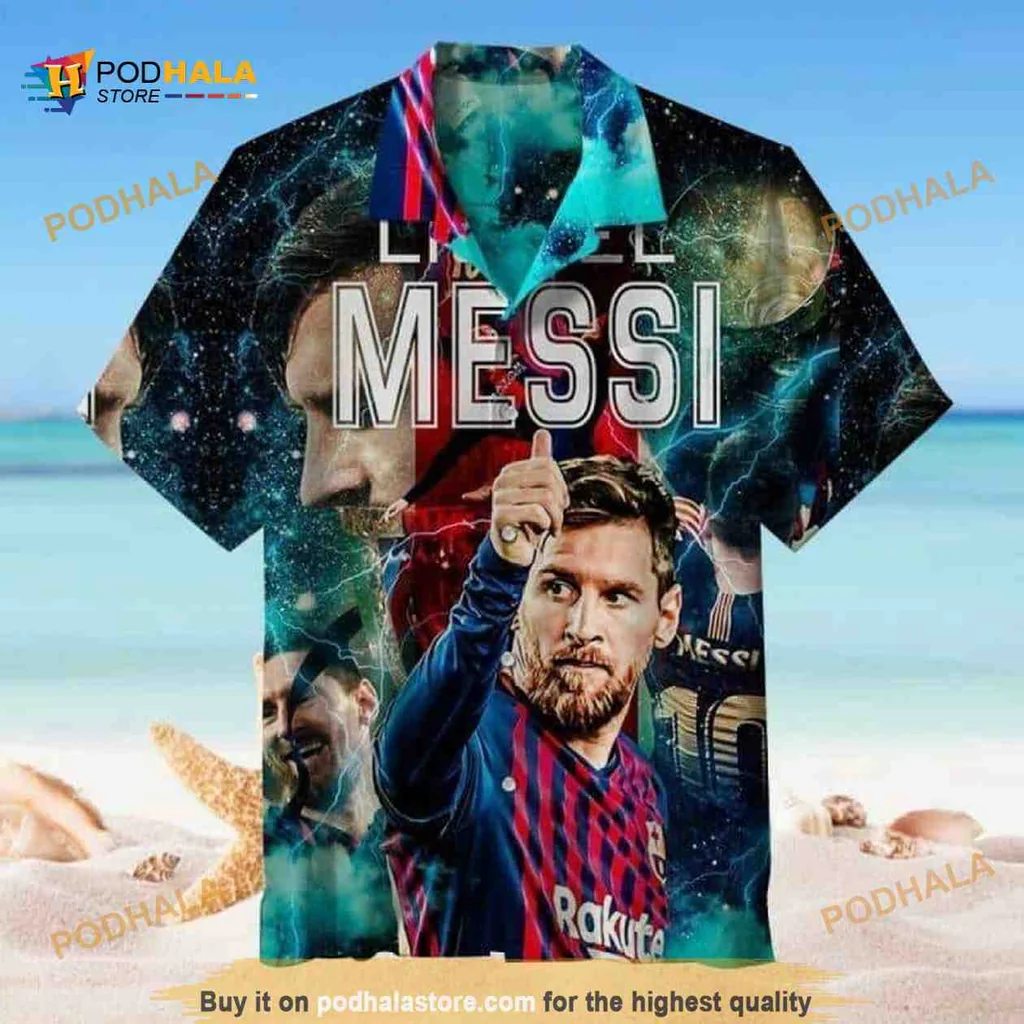 Lionel Messi Hawaiian Shirt Featuring Iconic Celebration Pose