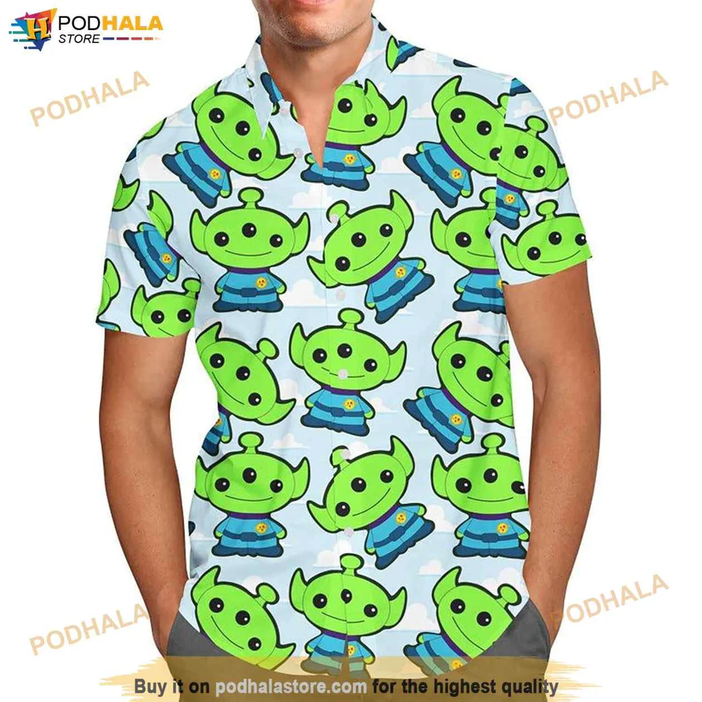 Little Green Aliens Hawaiian Shirt, Disney Toy Story Cartoon Design For Fun Gatherings