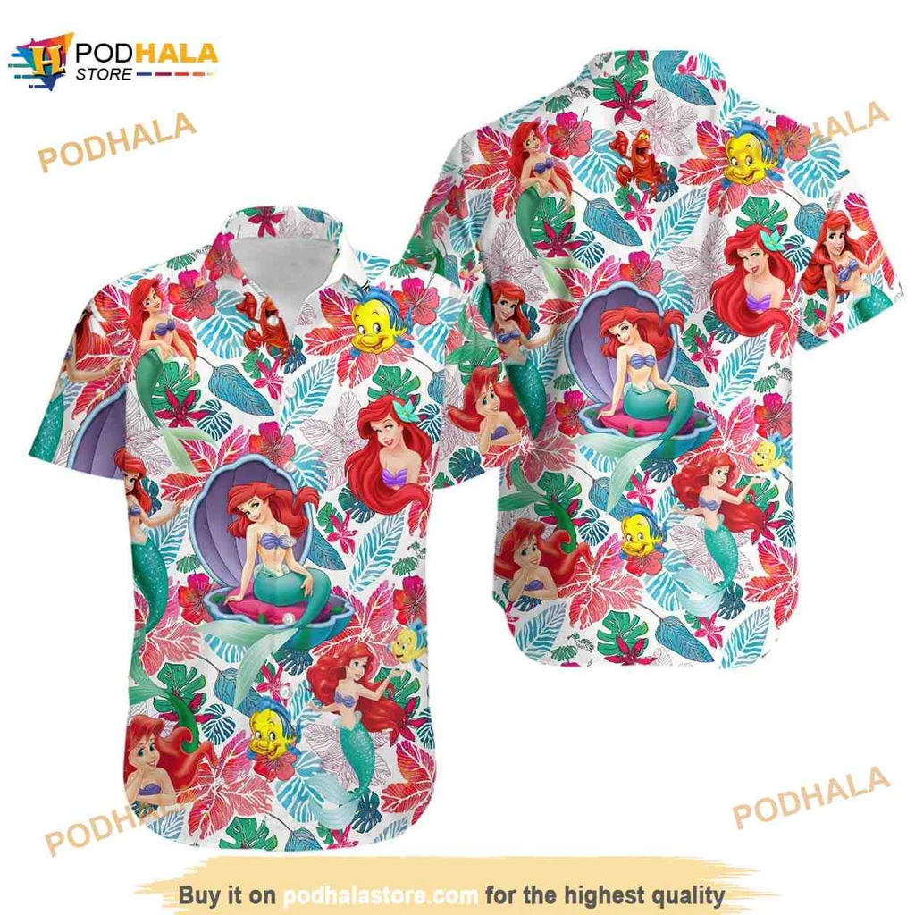 Little Mermaid Ariel Hawaiian Shirt With Tropical Design