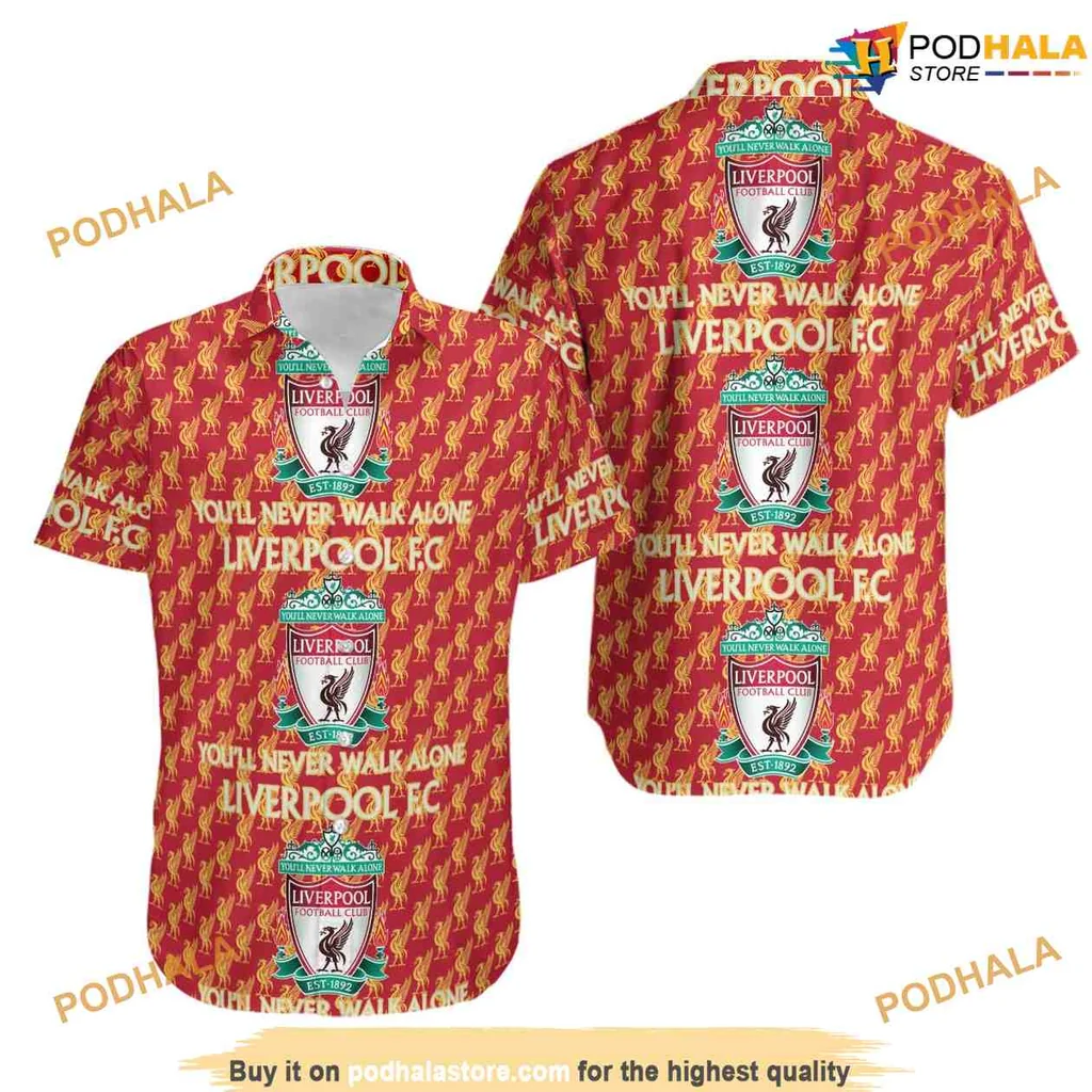 Liverpool F C Aloha Shirt With Youll Never Walk Alone Design
