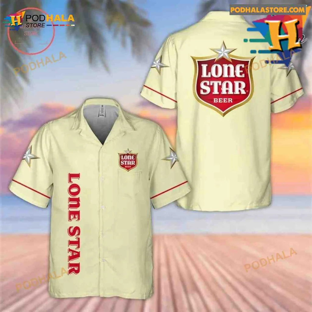 Lone Star Beer Hawaiian Shirt With Bold Red Logo