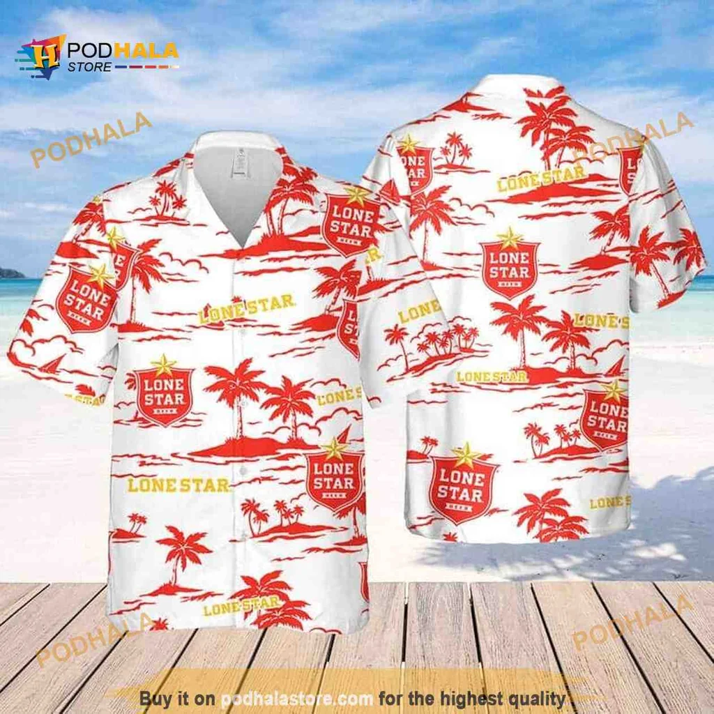 Lone Star Beer Hawaiian Shirt With Tropical Palm Tree Pattern