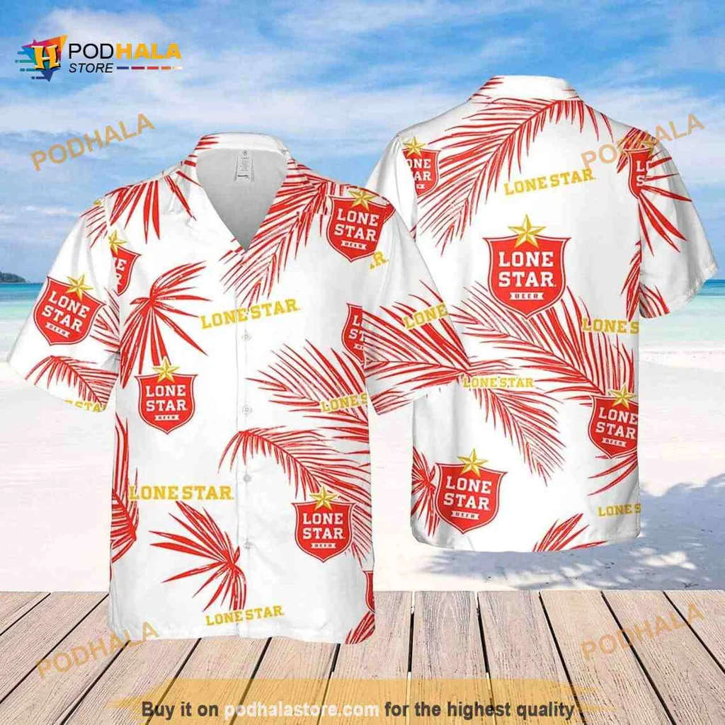 Lone Star Palm Leaves Hawaiian Shirt With Bold Red Emblems