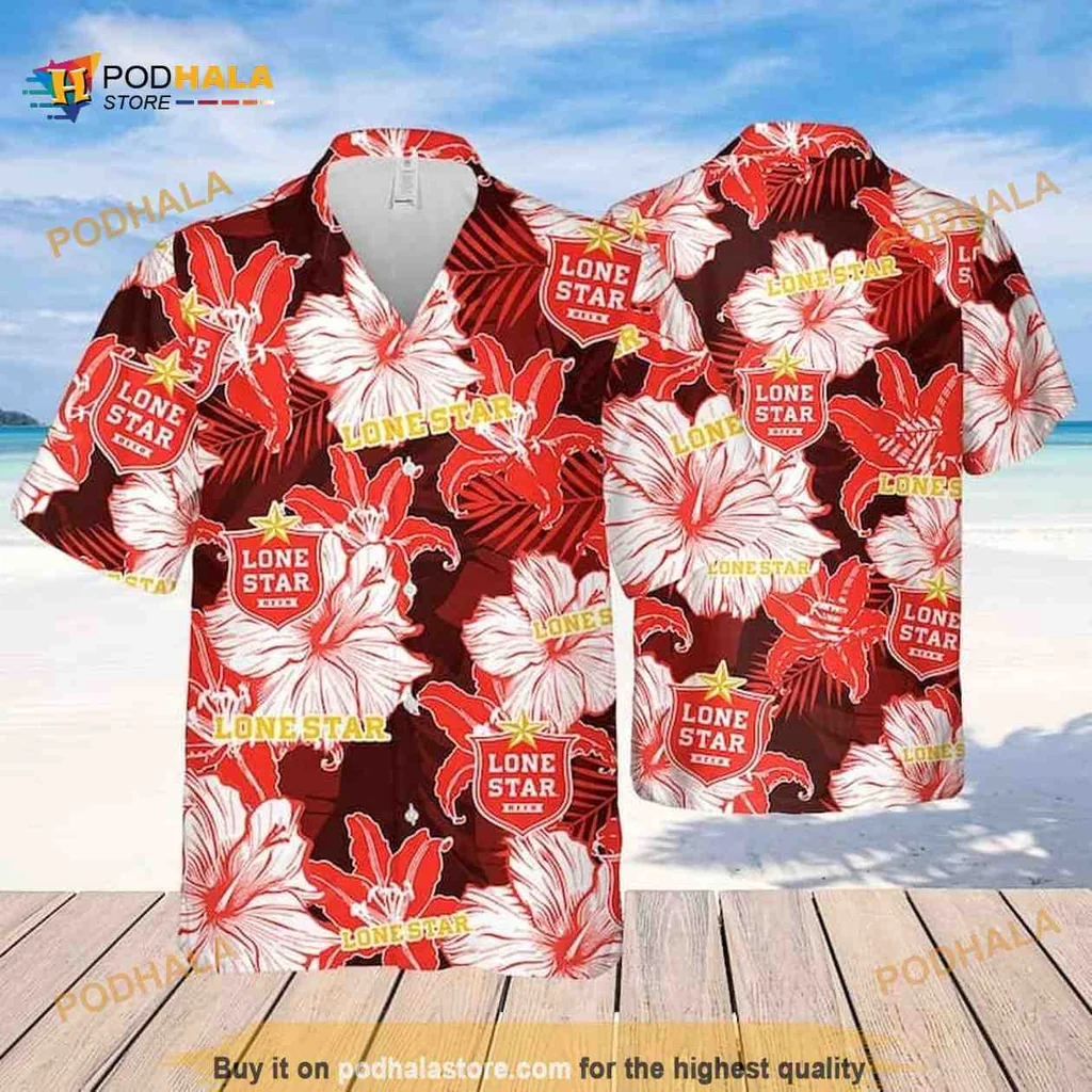 Lone Star Tropical Flower Hawaiian Shirt With Hibiscus Design