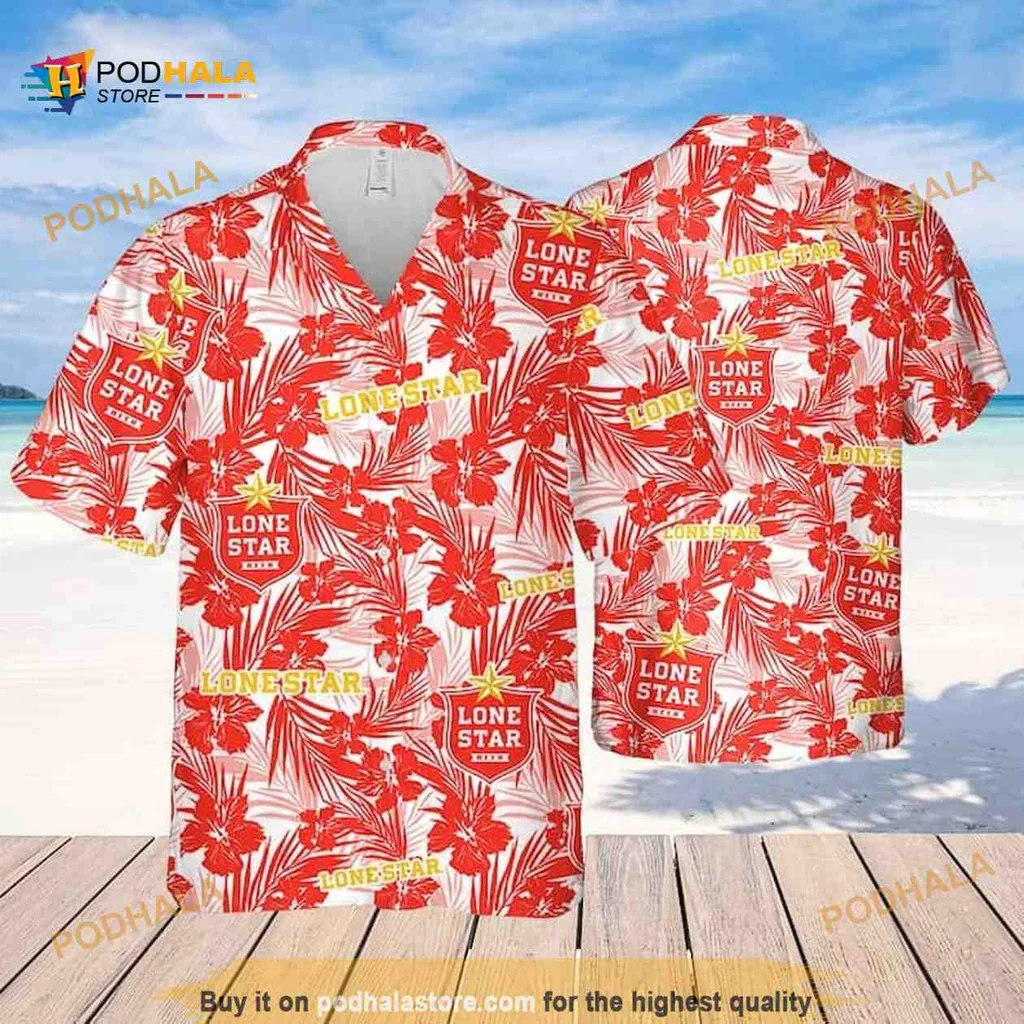 Lone Star Tropical Flower Shirt With Hibiscus Design For Beach Lovers