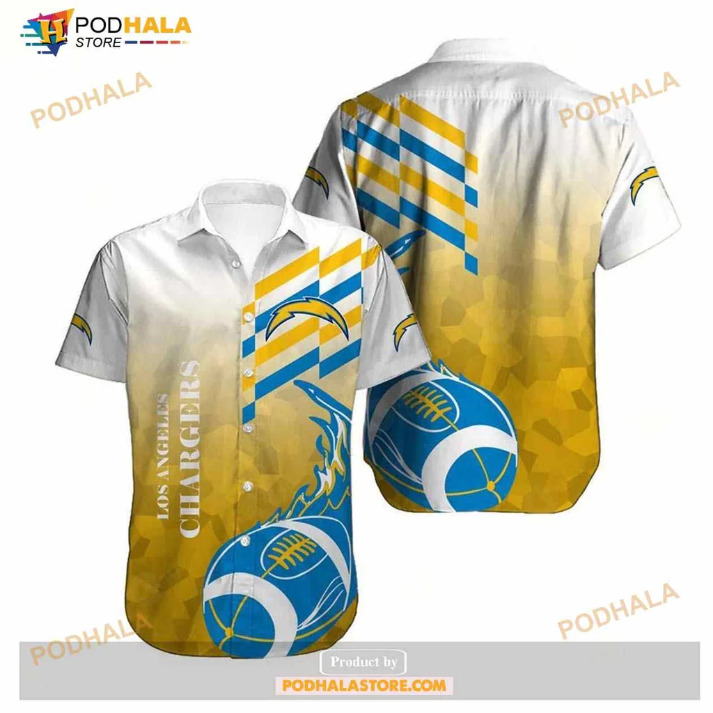 Los Angeles Chargers Aloha Shirt With Vibrant Football Design