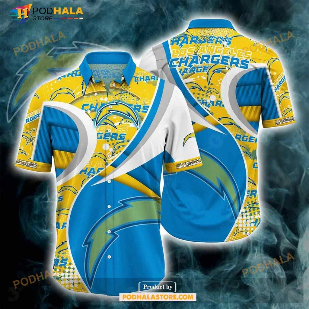 Los Angeles Chargers Fan Hawaiian Shirt With Bold Lightning Design