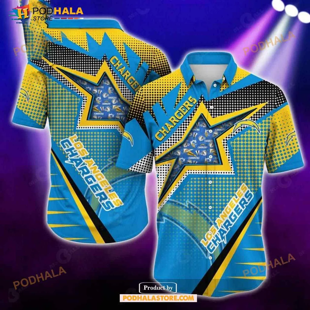 Los Angeles Chargers Fan Hawaiian Shirt With Bold Star Design