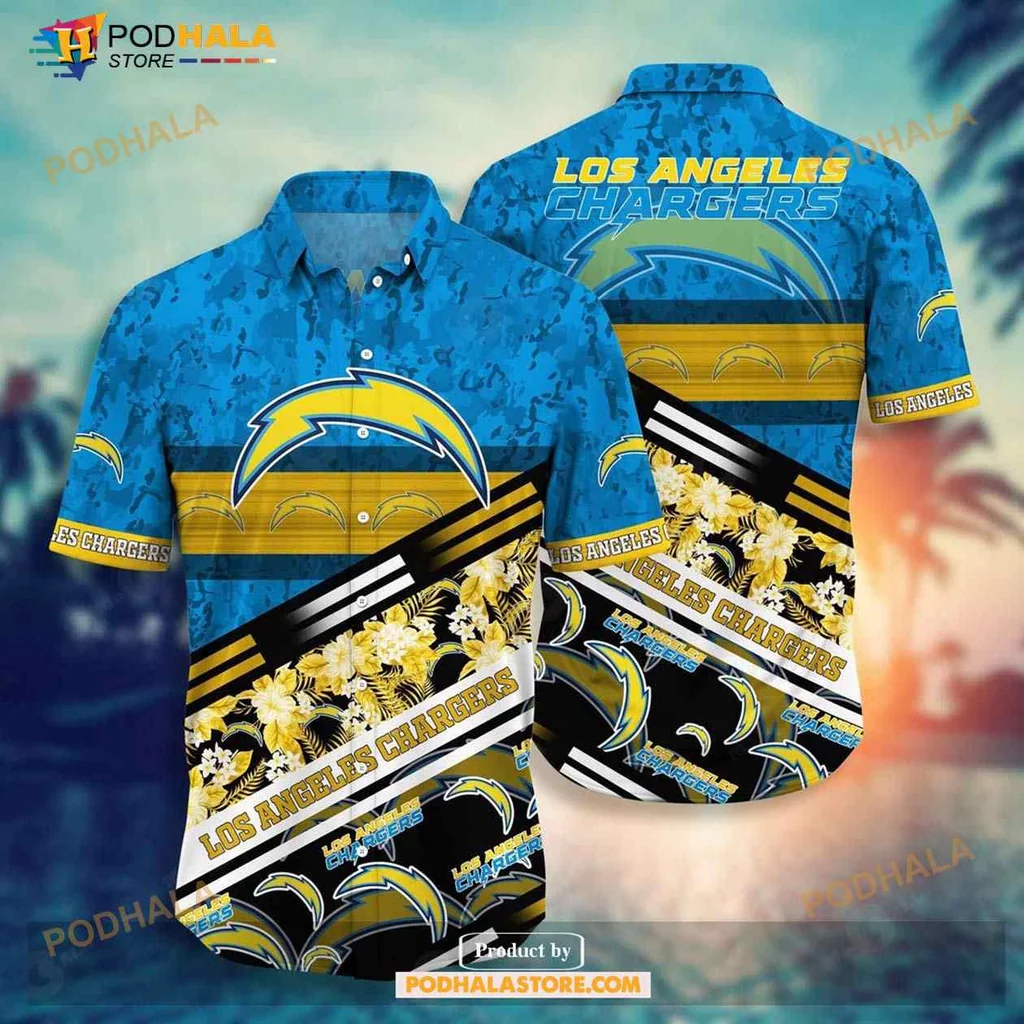 Los Angeles Chargers Floral Hawaiian Shirt With Tropical Design