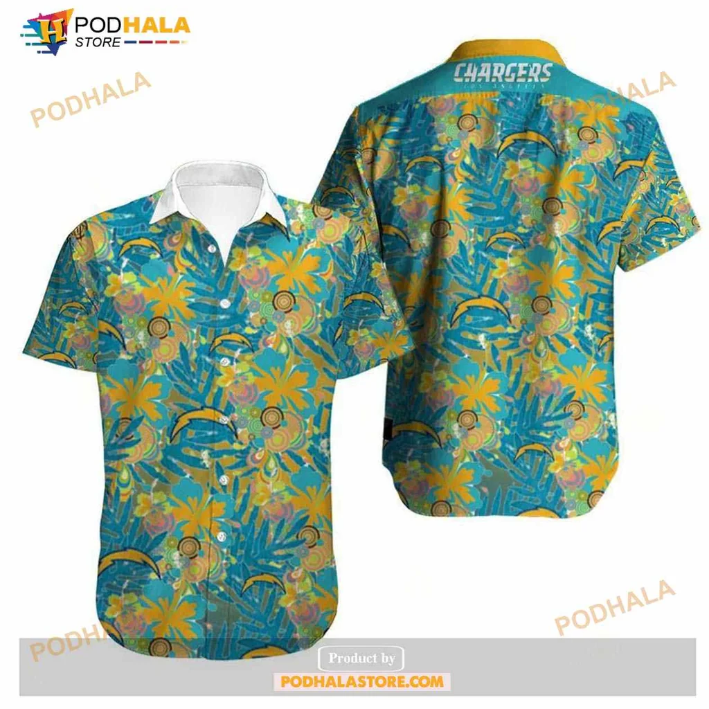 Los Angeles Chargers Floral Hawaiian Shirt With Tropical Design