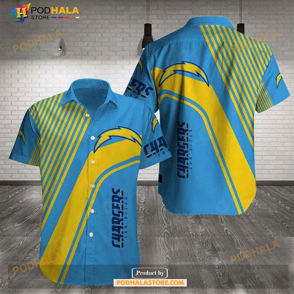 Los Angeles Chargers Hawaiian Shirt With Bold Lightning Design