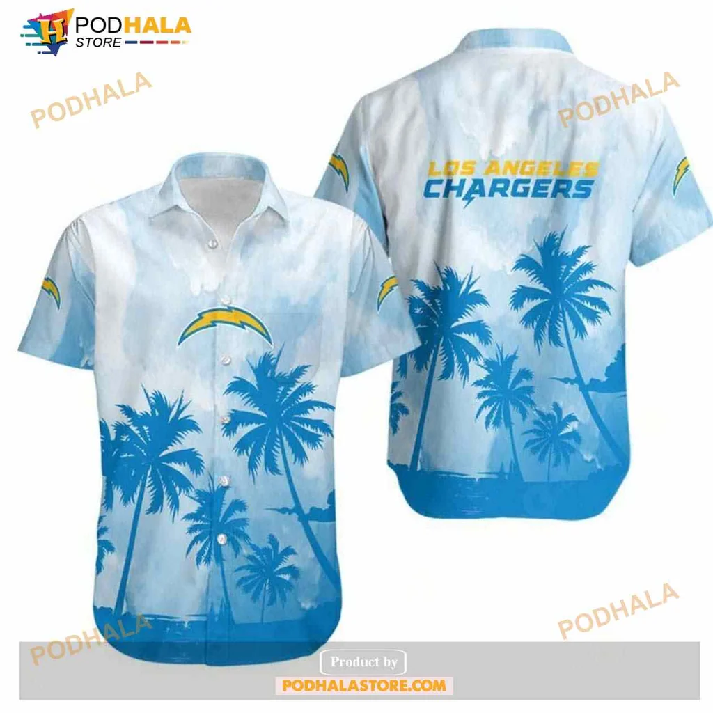 Los Angeles Chargers Hawaiian Shirt With Palm Trees And Tropical Vibes