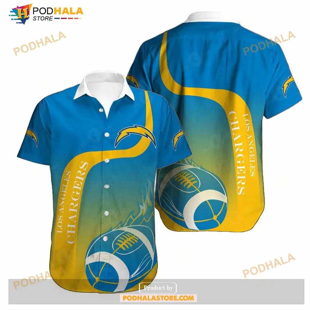 Los Angeles Chargers Tropical Hawaiian Shirt With Football Design
