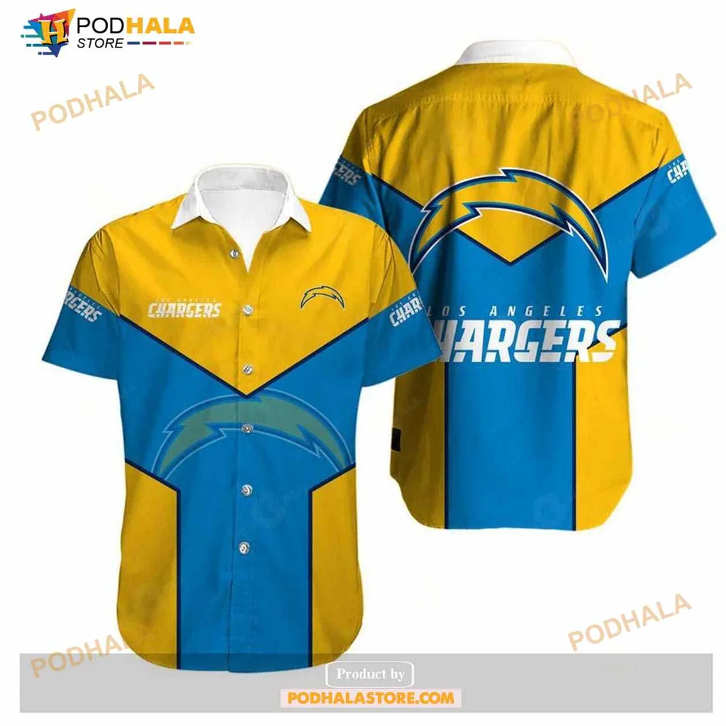 Los Angeles Chargers Tropical Shirt With Bold Logo And Geometric Patterns
