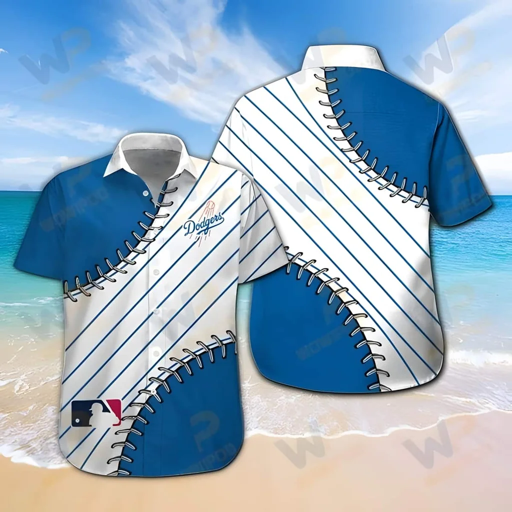 Los Angeles Dodgers Aloha Shirt With Baseball Design For Fans