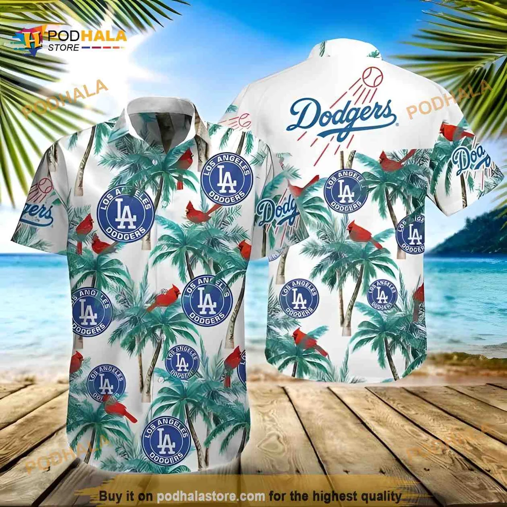 Los Angeles Dodgers Aloha Shirt With Coconut Tree Pattern