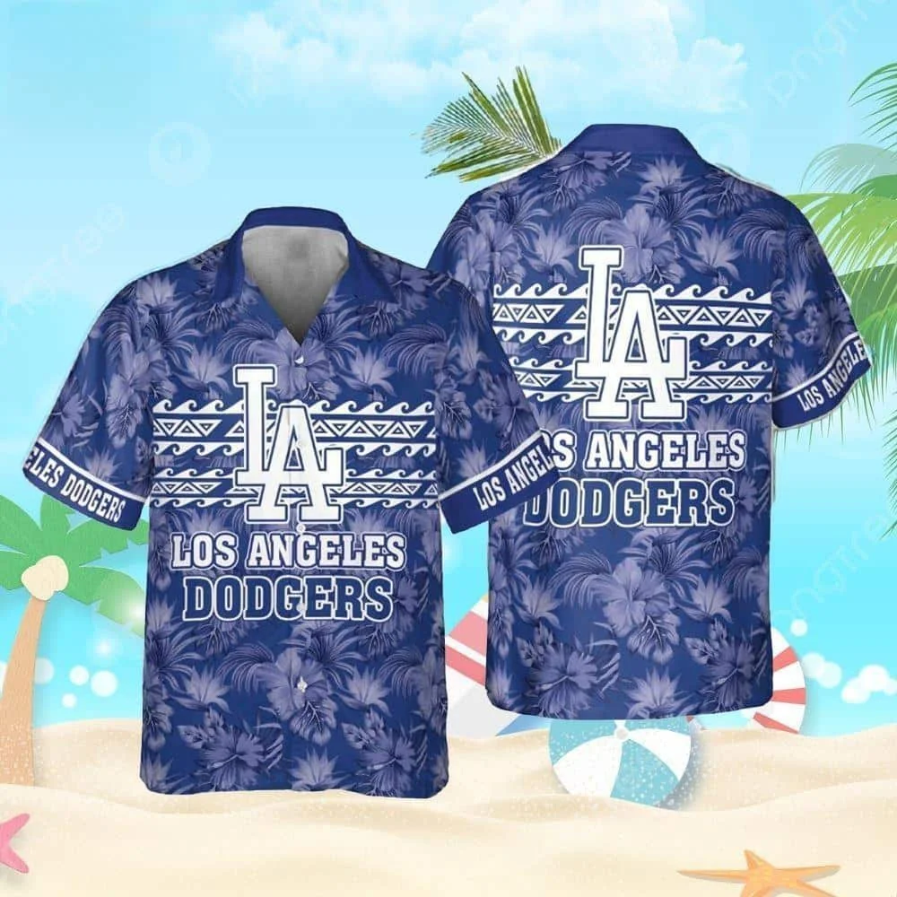 Los Angeles Dodgers Aloha Shirt With Hibiscus Pattern For Baseball Fans