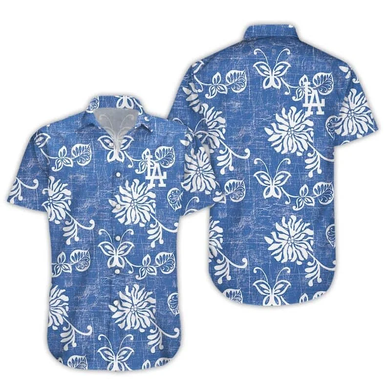 Los Angeles Dodgers Aloha Shirt With Tropical Floral Design