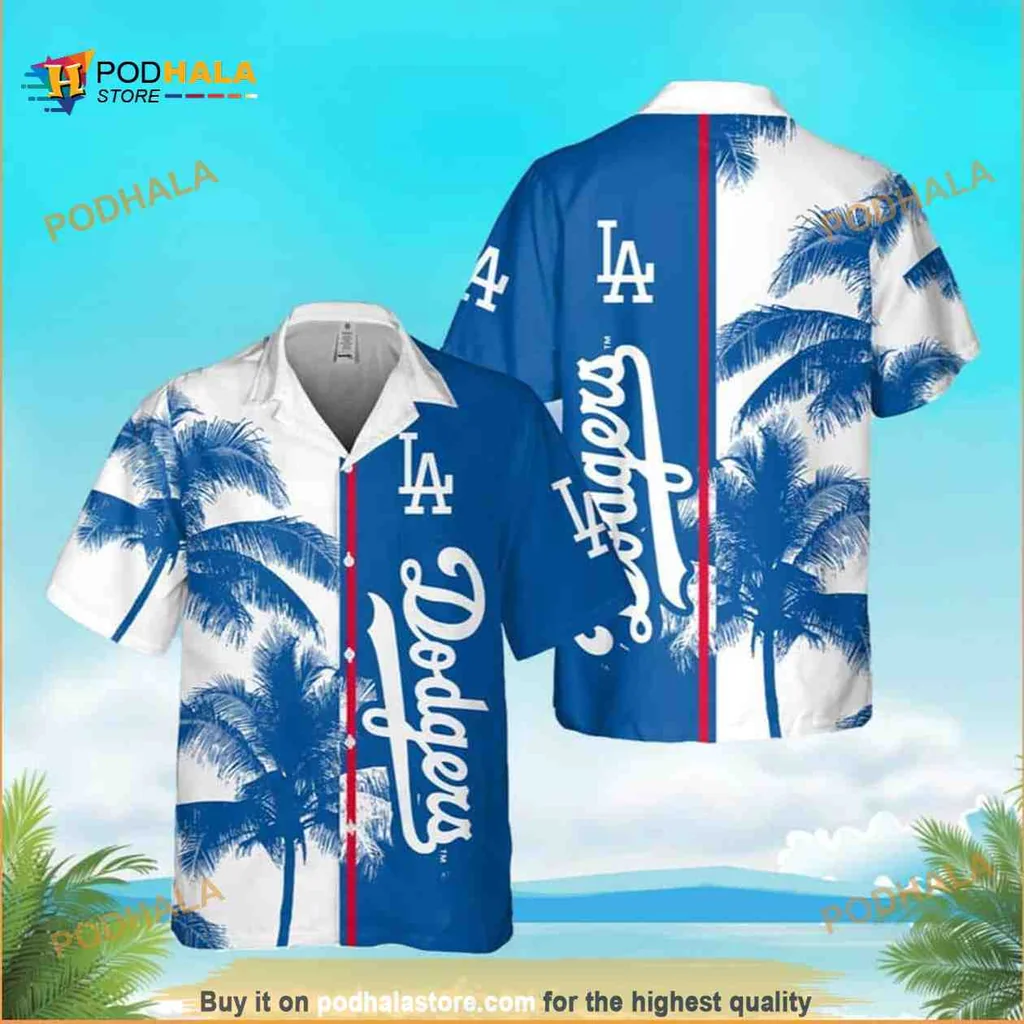 Los Angeles Dodgers Aloha Shirt With Tropical Palm Trees Design