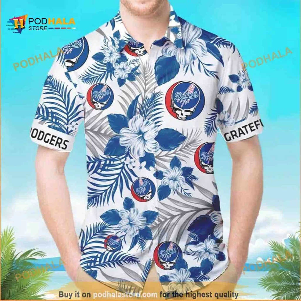 Los Angeles Dodgers Grateful Dead Hawaiian Shirt With Tropical Design