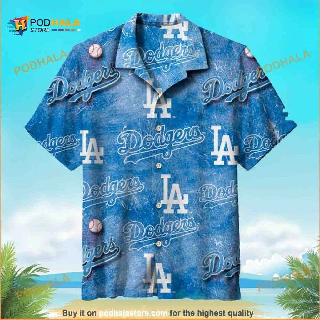 Los Angeles Dodgers Hawaiian Shirt With Baseball Motifs