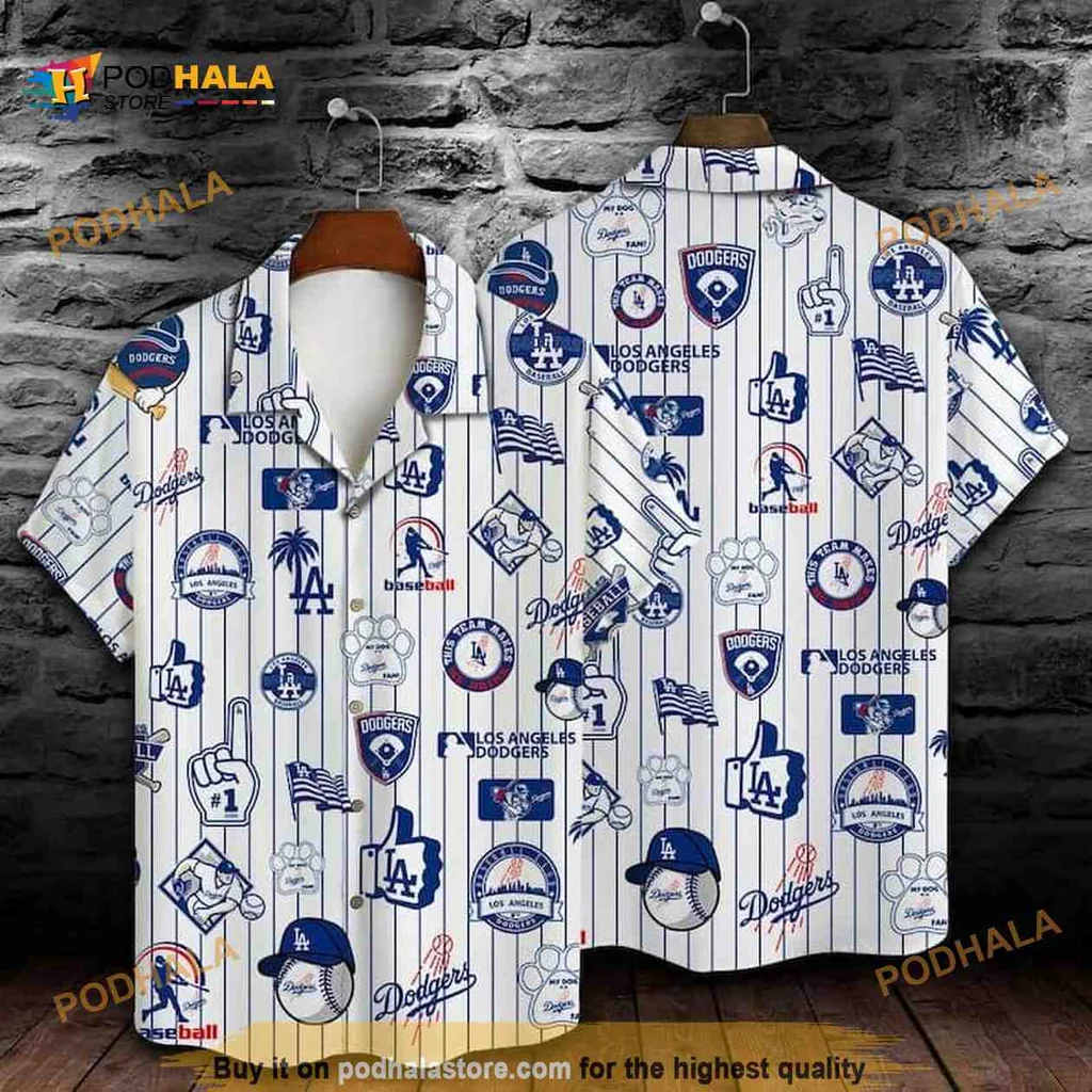 Los Angeles Dodgers Hawaiian Shirt With Baseball Pattern For Beach Lovers