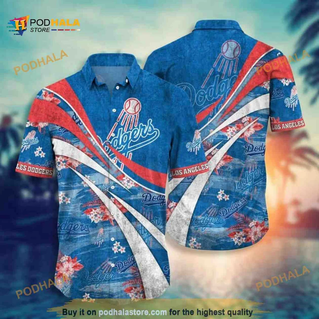 Los Angeles Dodgers Hawaiian Shirt With Floral Design For Baseball Fans