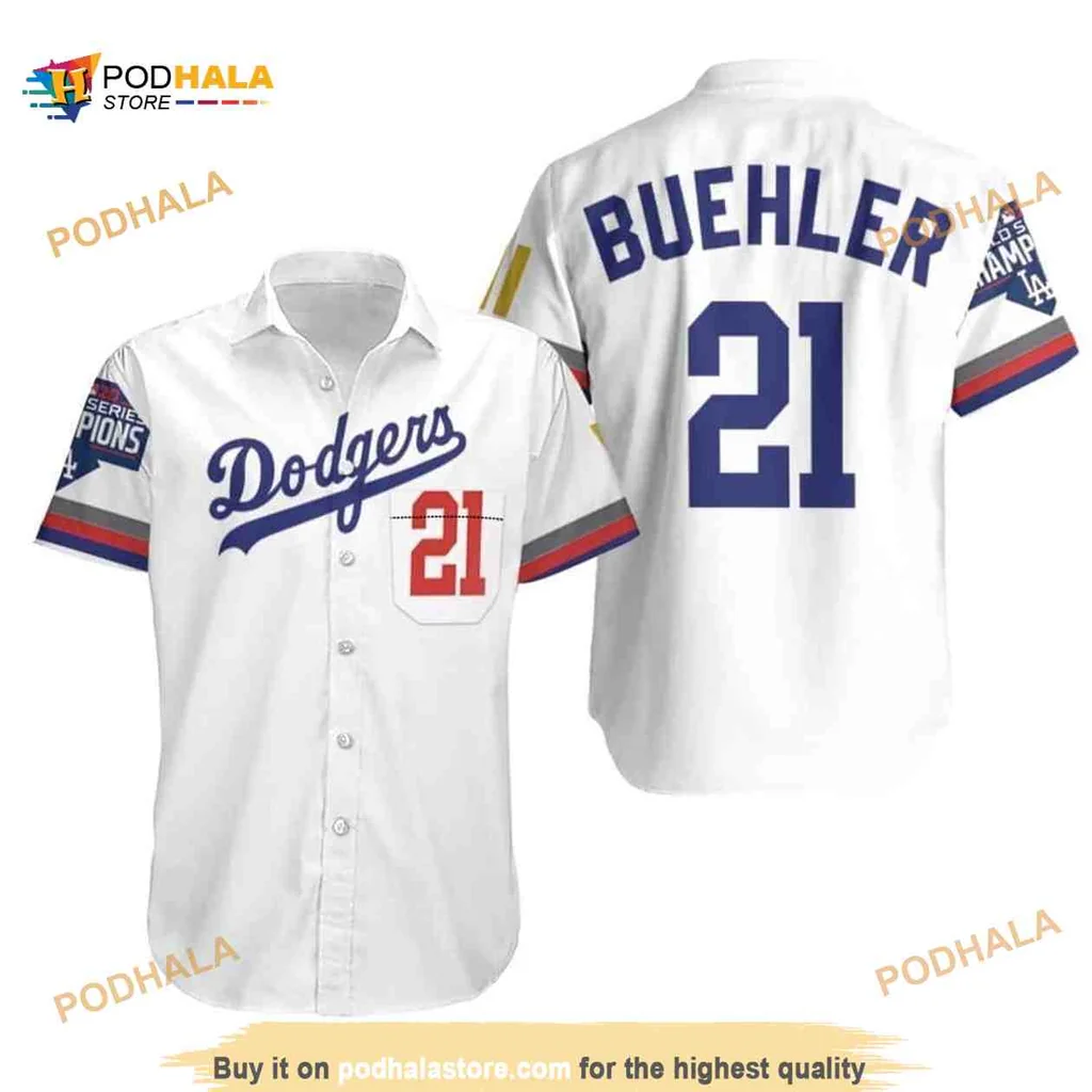 Los Angeles Dodgers Hawaiian Shirt With Player 21 And Series Champions Design