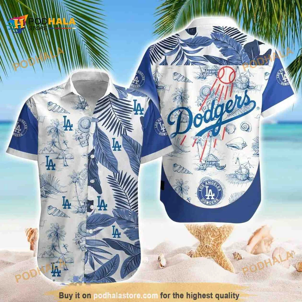 Los Angeles Dodgers Hawaiian Shirt With Tropical Design For Beach Lovers