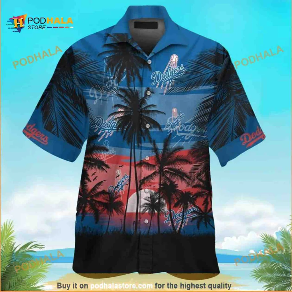 Los Angeles Dodgers Hawaiian Shirt With Tropical Palm Trees Design