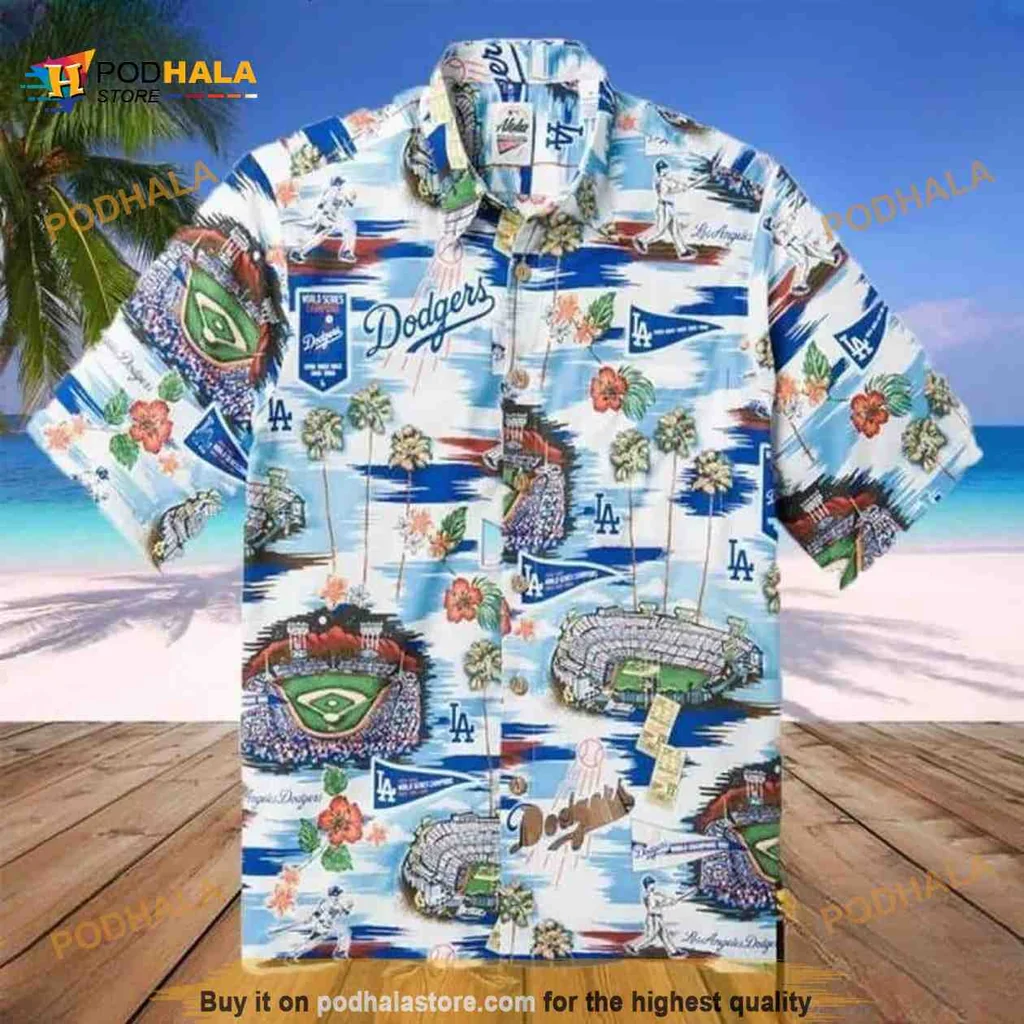 Los Angeles Dodgers Hawaiian Shirt With Vibrant Beach Design