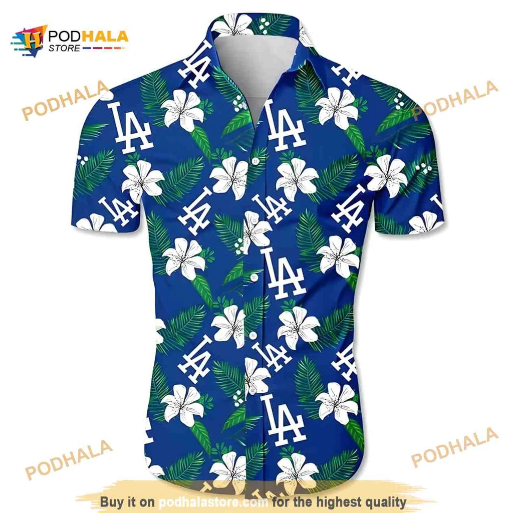 Los Angeles Dodgers Hibiscus Aloha Shirt With Tropical Design