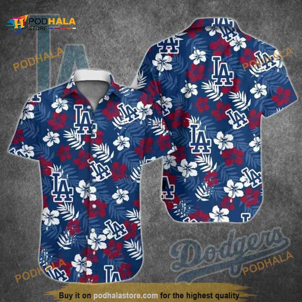Los Angeles Dodgers Hibiscus Shirt, Tropical Floral Pattern All Over Print